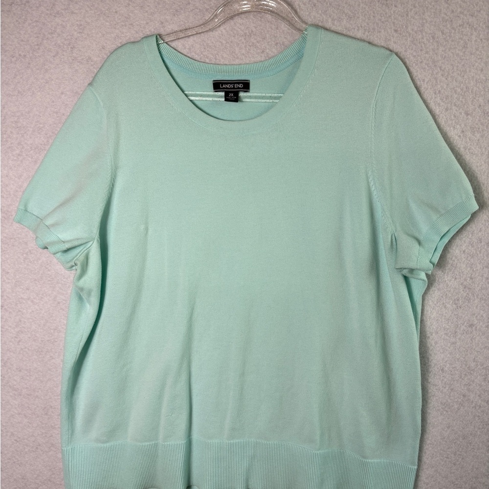 Lands' End Women's Light Green Short Sleeve Top Size 2X
